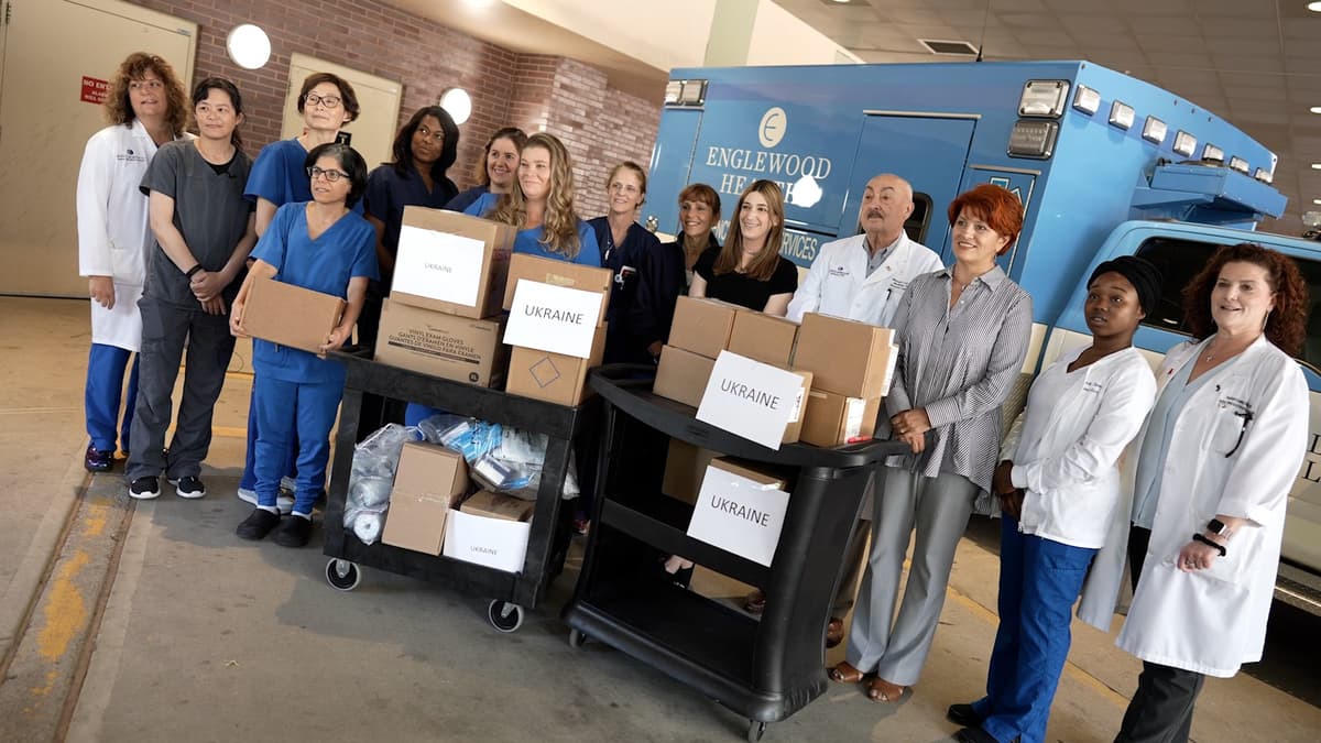 Play video now: Englewood Health Donates Supplies to Support Ukraine